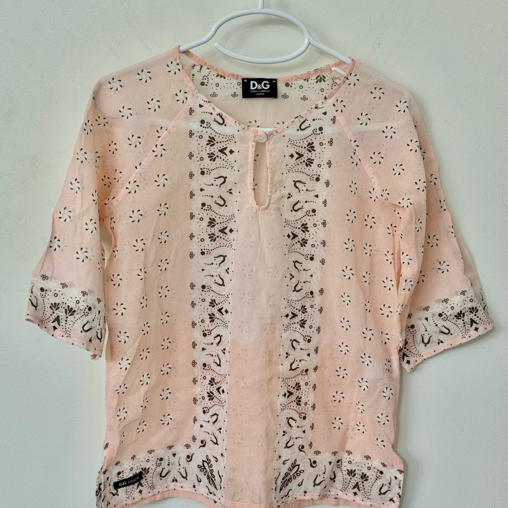 Pre-owned D&G DOLCE & GABBANA JUNIOR children size 5 blush pink sheer blouse